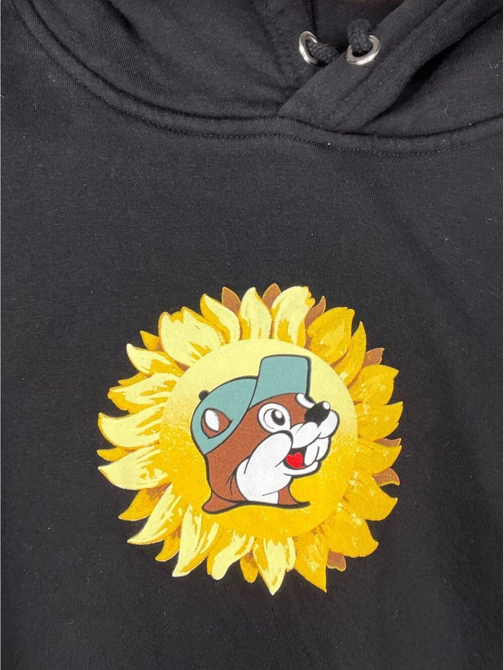Buc-ee's Black Hoodie with Sunflower and Beaver Logo, Medium Size